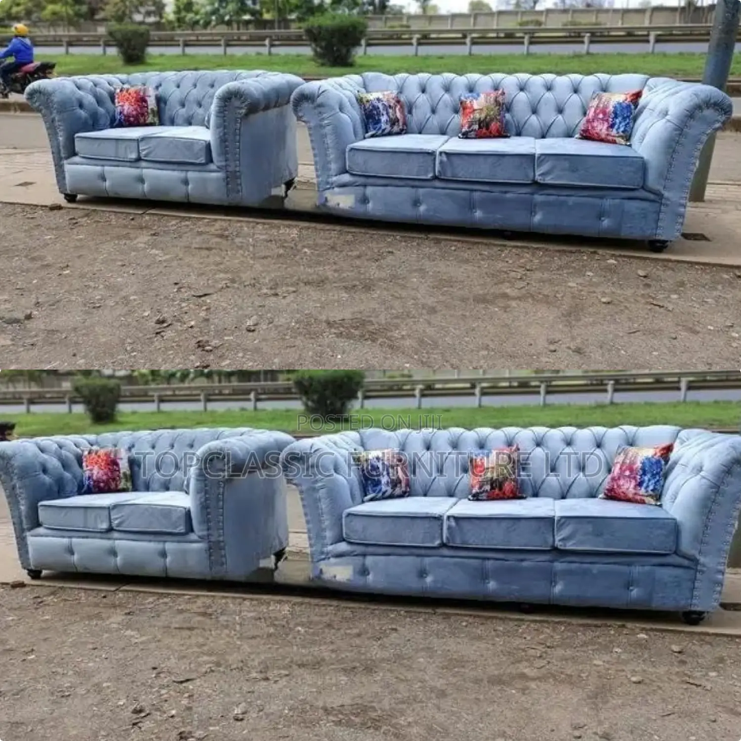 3-Seater Chester Sofas+Free Throw Pillows