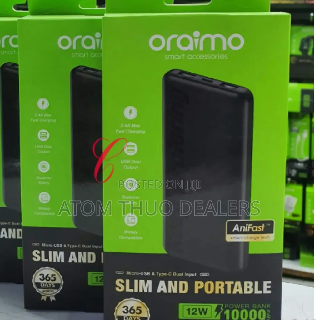 Black Oraimo Toast 10 Flash OPB-P118D 10000mah Power Bank