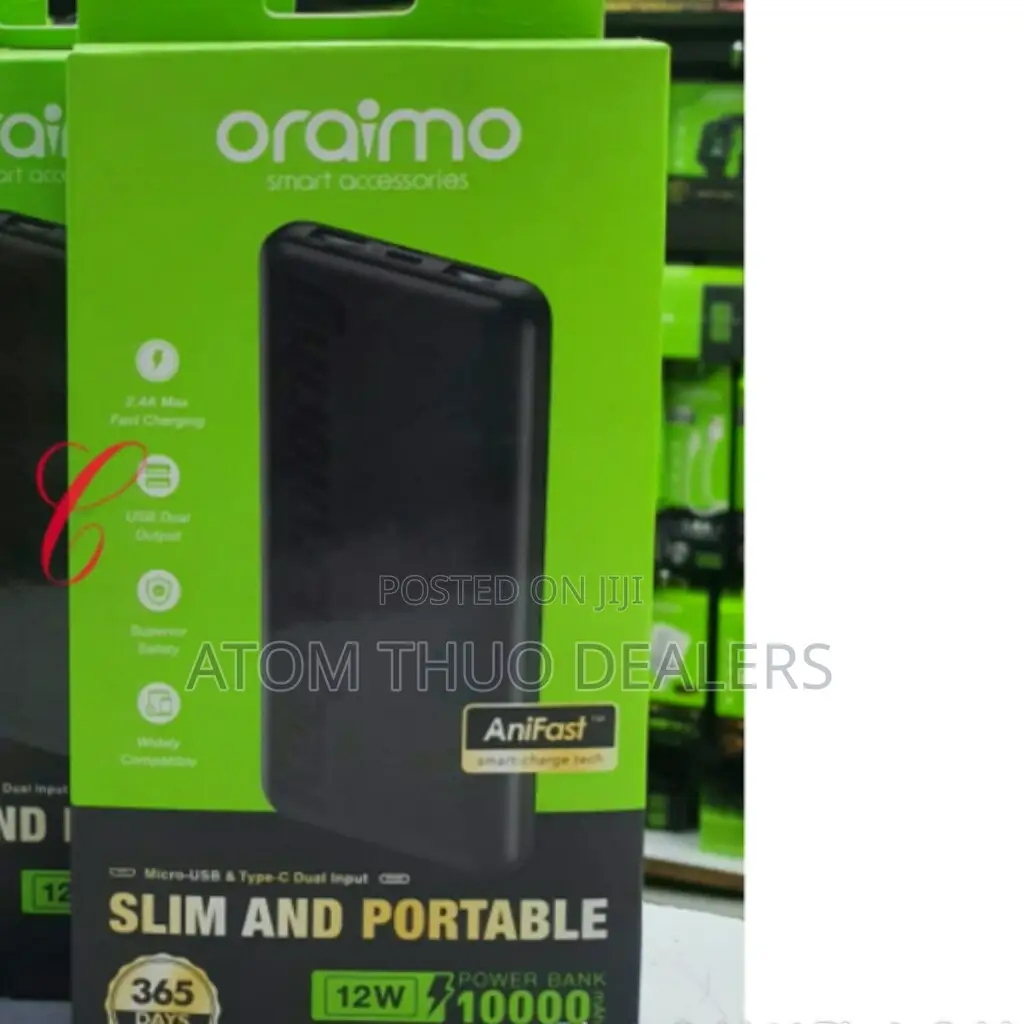 Black Oraimo Toast 10 Flash OPB-P118D 10000mah Power Bank