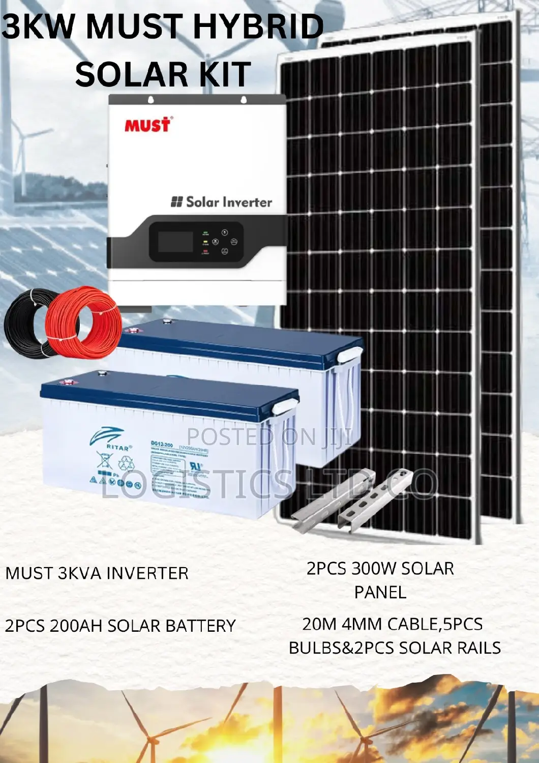 Complete 3kva Must Hybrid Solarkit