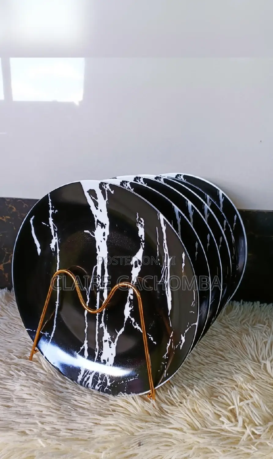 Black 6 Pieces Ceramic Plates