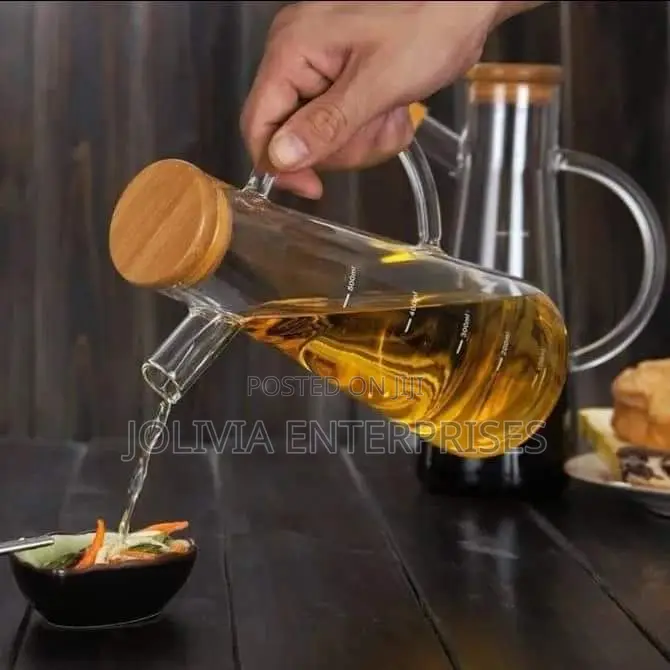 Glass Oil Jar With Bamboo Lid