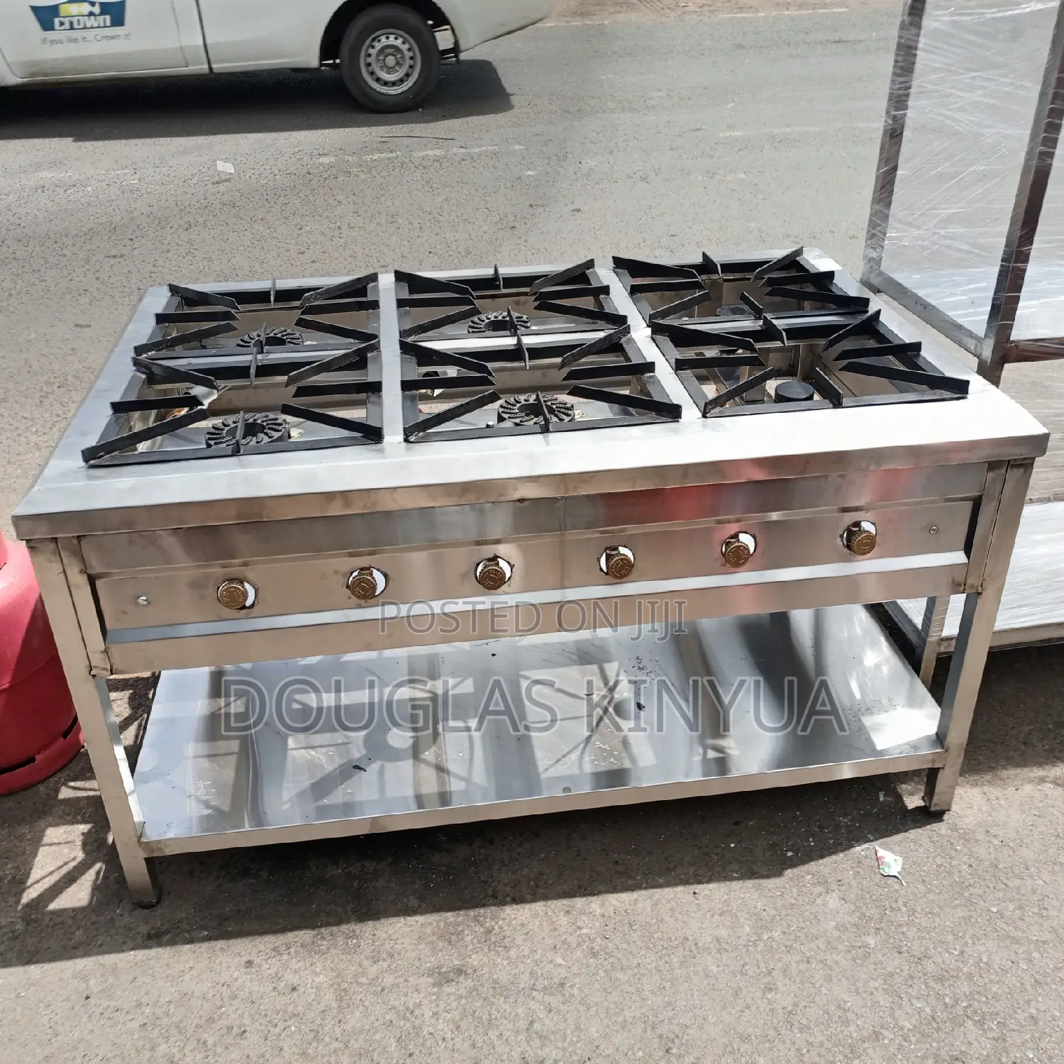Six Burners Stainless Steel Commercial Gas Cooker.
