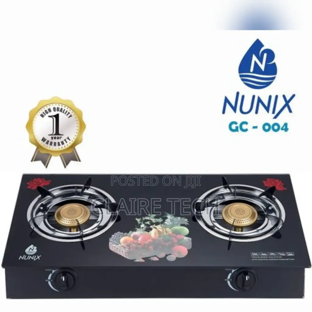 Nunix 2 Burner Glass Table Top Gas Cooker