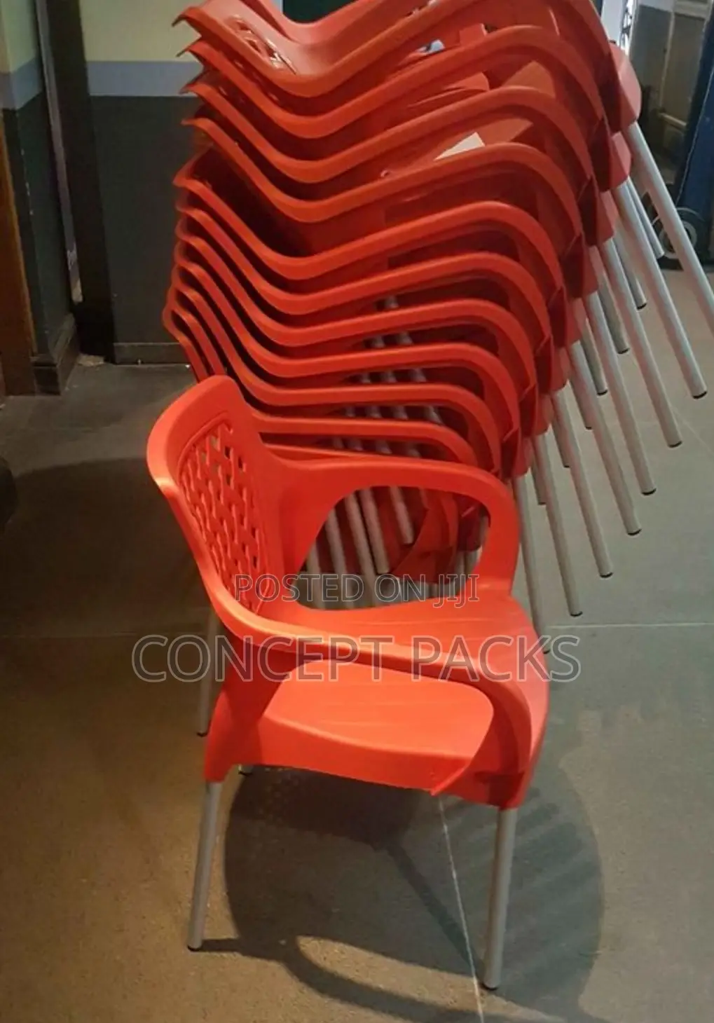 Kifaru Plastic Chair With Strong Metallic Legs.