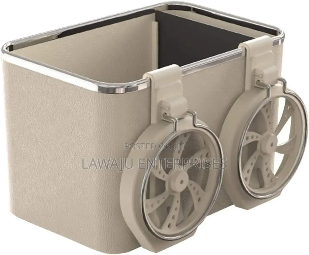 Beige Car Arm Rest Storage Box With Cup Holder