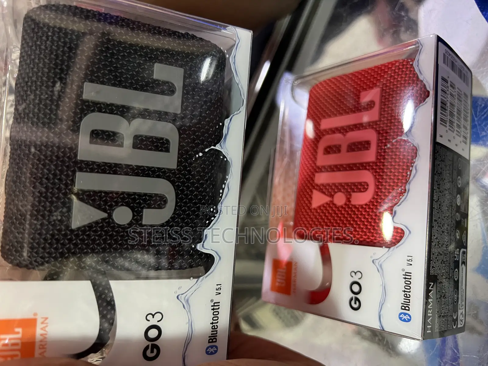 JBL Go3 Bluetooth Speakers.