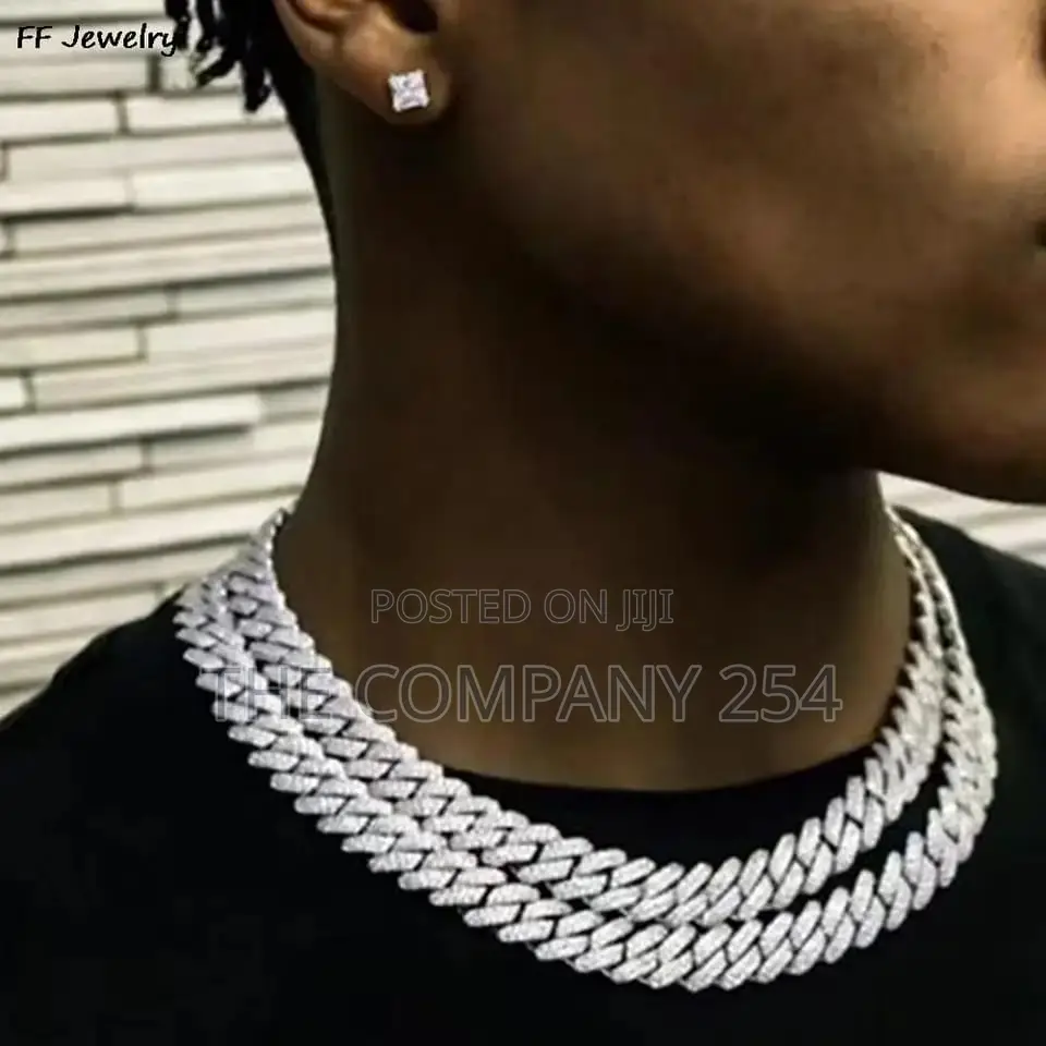 14mm Cuban Link Chain for Men Silvery/Golden Iced Out