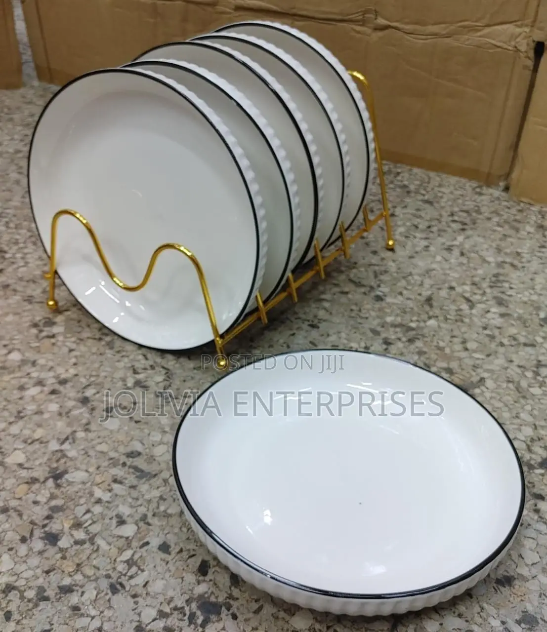 Ceramic Pasta Plates With Black Rim