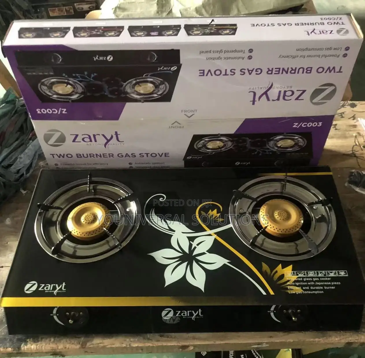 2 Burner Table Top Gas -Zaryt Glass Top