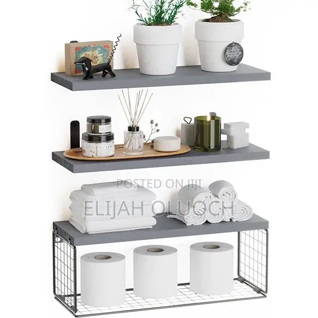 Solid Pine Wood Bathroom Floating Shelves