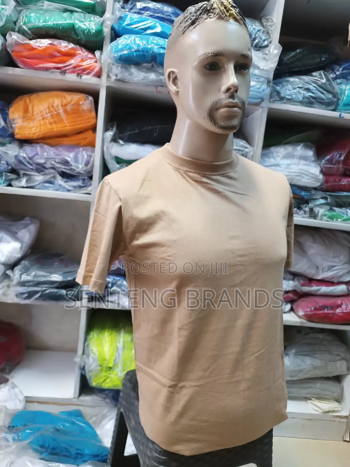 Beige Round Neck T-Shirts