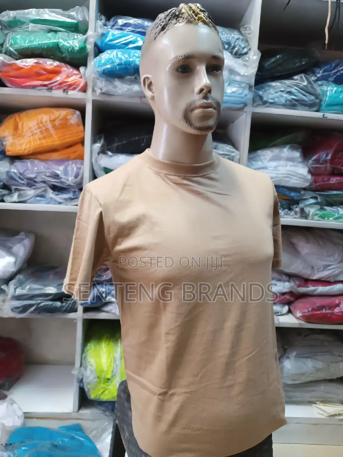 Beige Round Neck T-Shirts