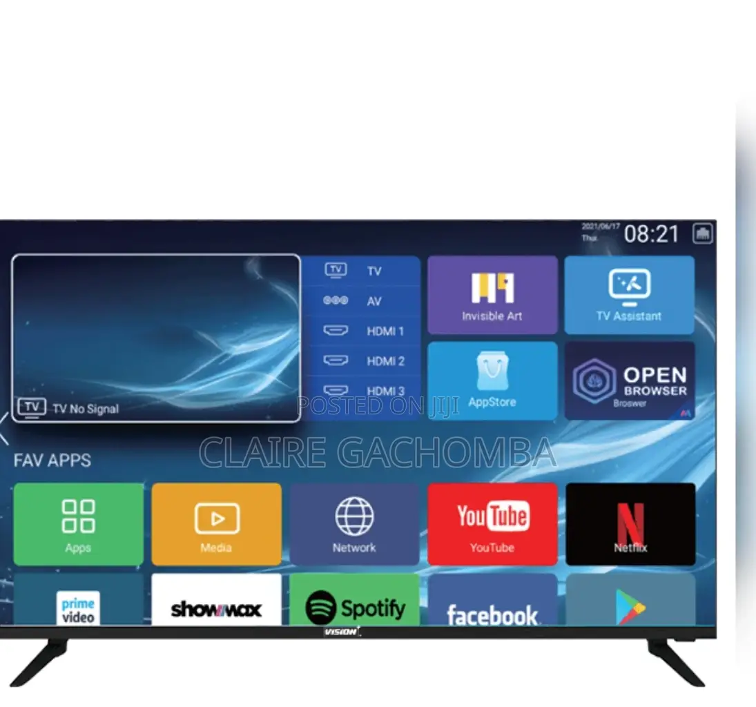 Vision 43 Inches Smart Android Flameless Tv With Bluetooth