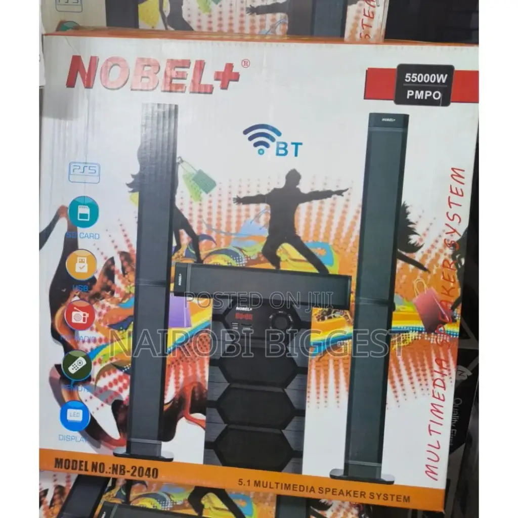 Nobel Tall Boy Speakers-bt Hometheare-55000w Pmpo- Nb 2040