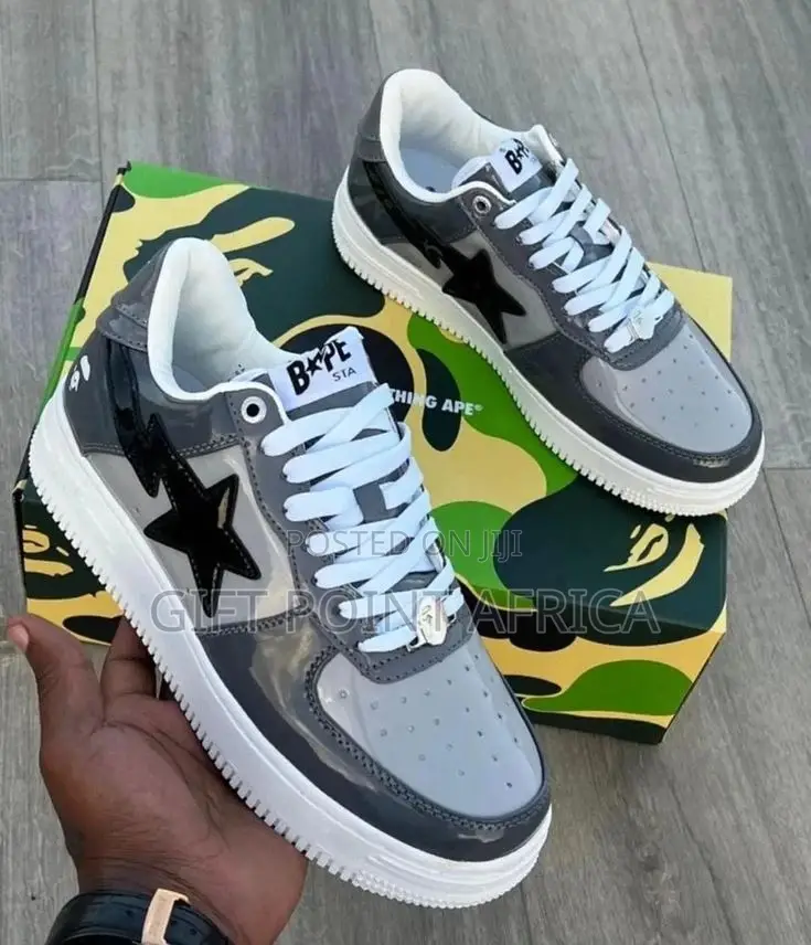 A Bathing Ape Bape Sta Gray Low Cut Sneakers