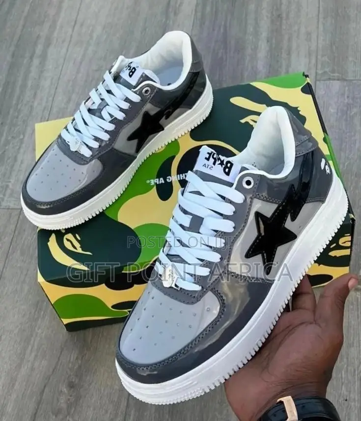 A Bathing Ape Bape Sta Gray Low Cut Sneakers
