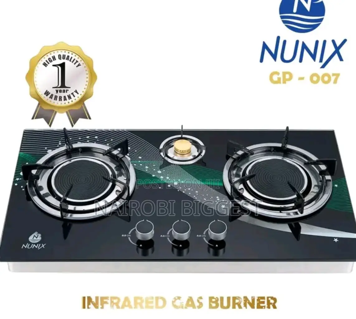 Nunix 3 Burner Glass Top Cooker