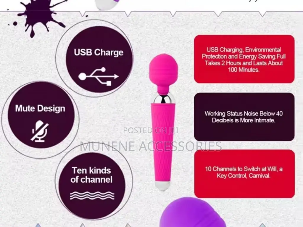 10mode Vibrator Wand Adult Sex Toys G Spot Clit Dildo - Pink