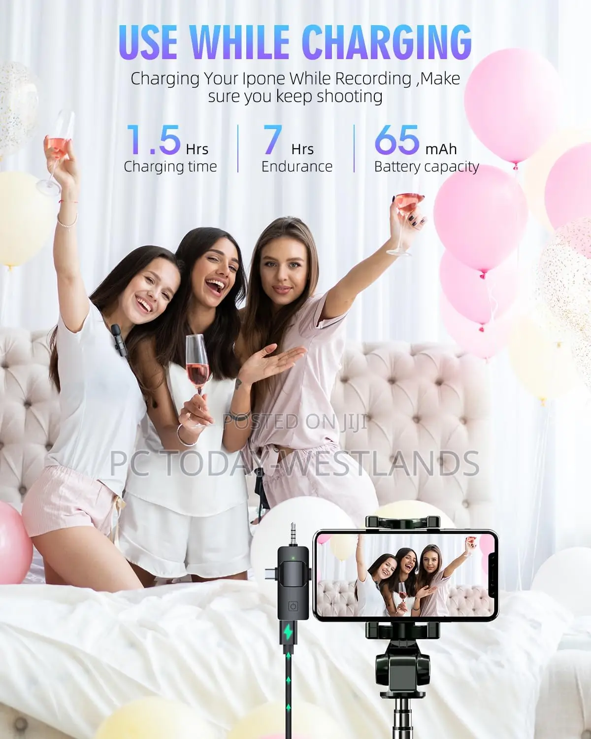PQRQP 3 in 1 Wireless Lavalier Microphones for iPhone, iPad,