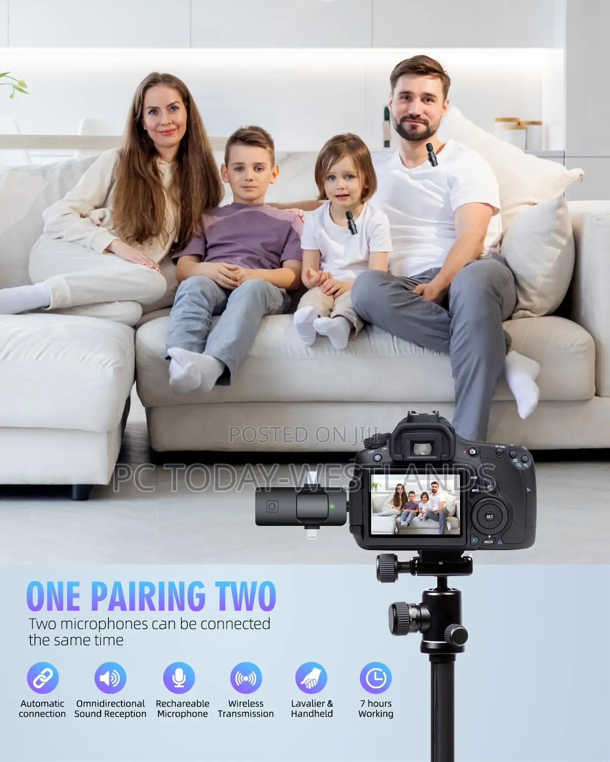 PQRQP 3 in 1 Wireless Lavalier Microphones for iPhone, iPad,