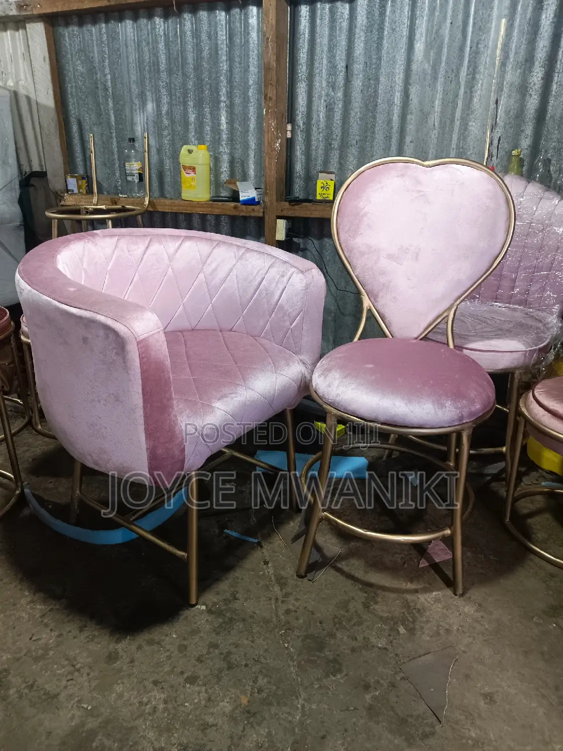 Manicure Seats, Baby Pink and Gold 
