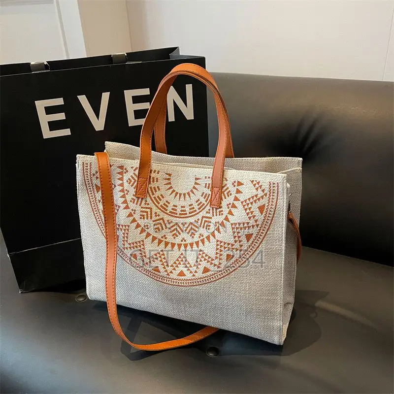 Tribal Canvas Tote Bag / Large Size:35x12x28cm