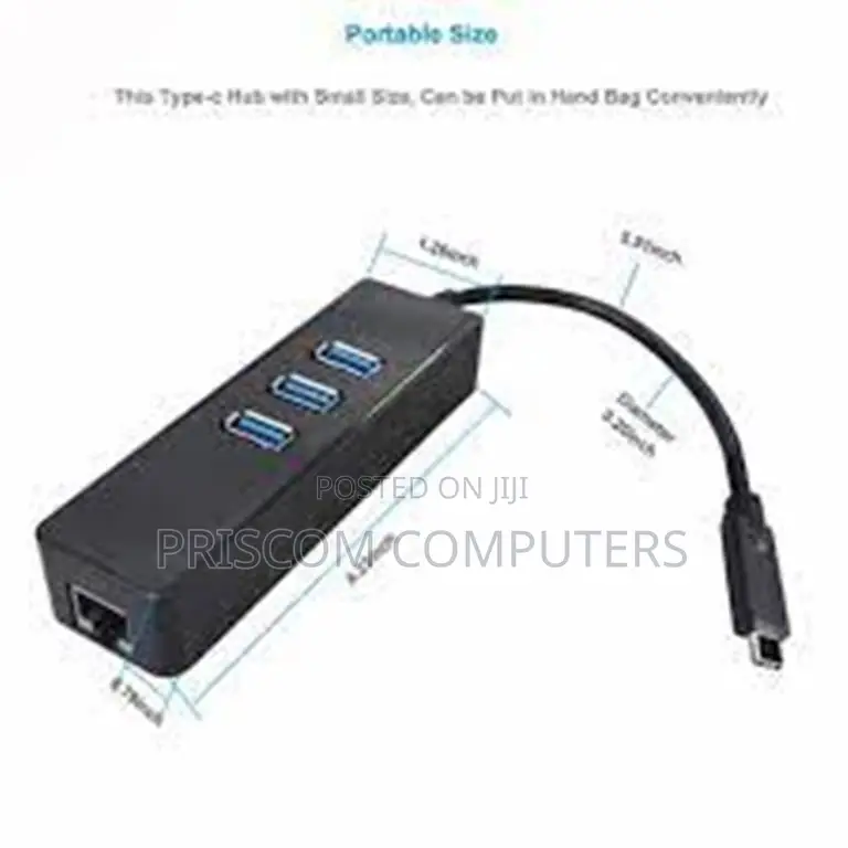 Type C to RJ45 Ethernet Adapter + 3 USB, Type C 3 USB Port