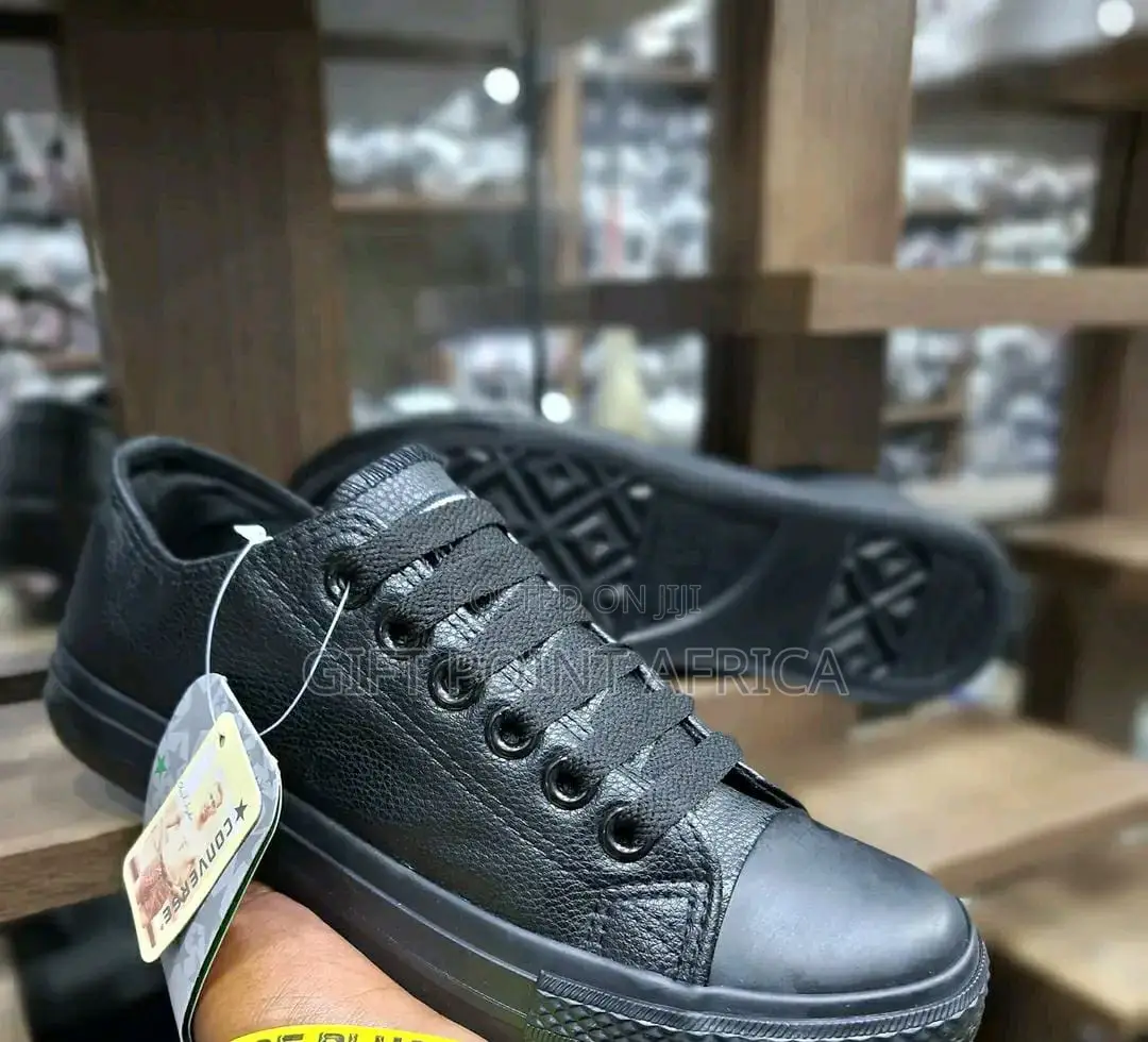 Soft Leather Unisex Converse Rubber Black In Color