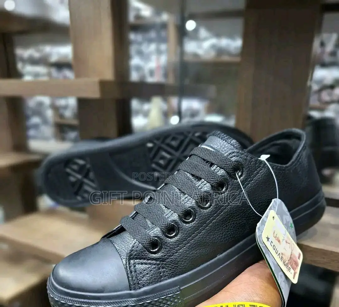 Soft Leather Unisex Converse Rubber Black In Color