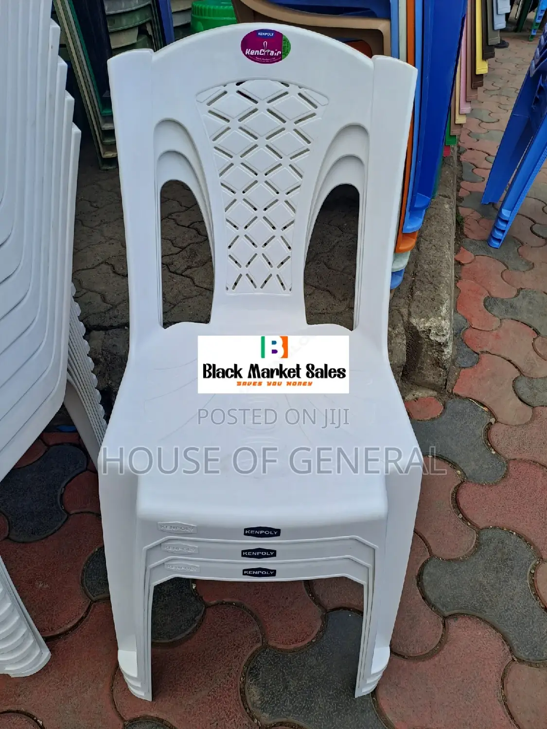 White Kenpoly Armless Plastic Chair