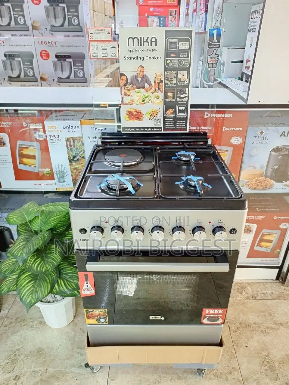 Mika 58×58 Free Standing 3gas+1 Electric Cooker
