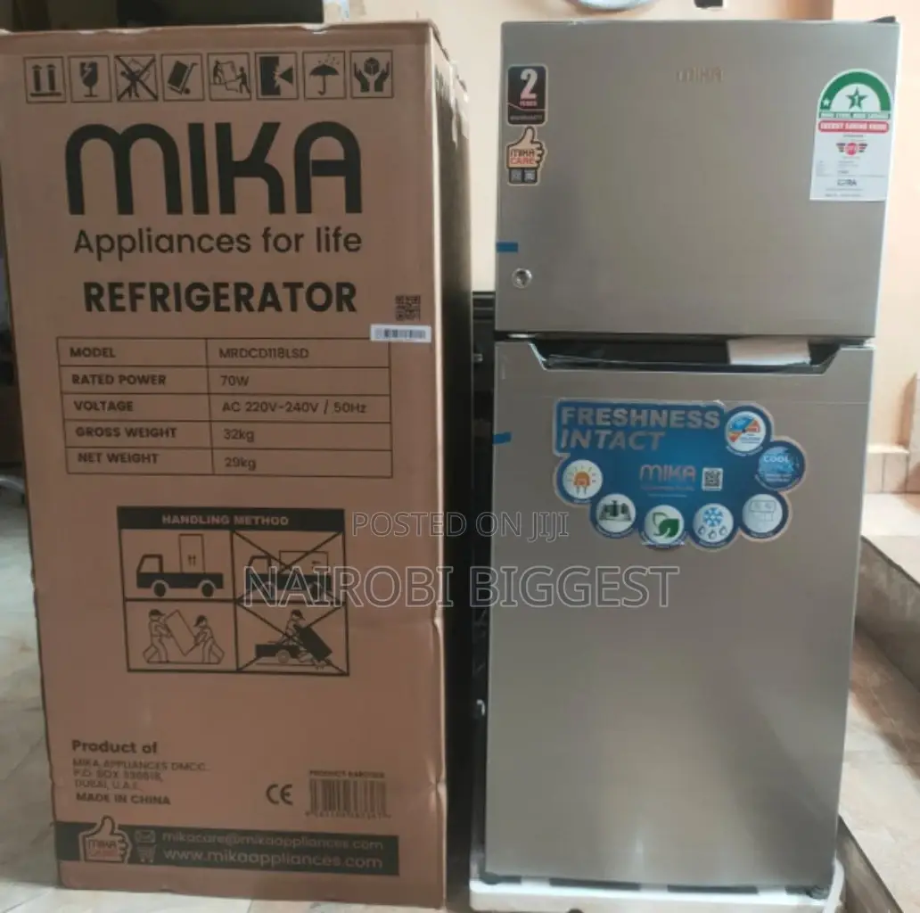 Mika 168litres Silver Double Door Fridge