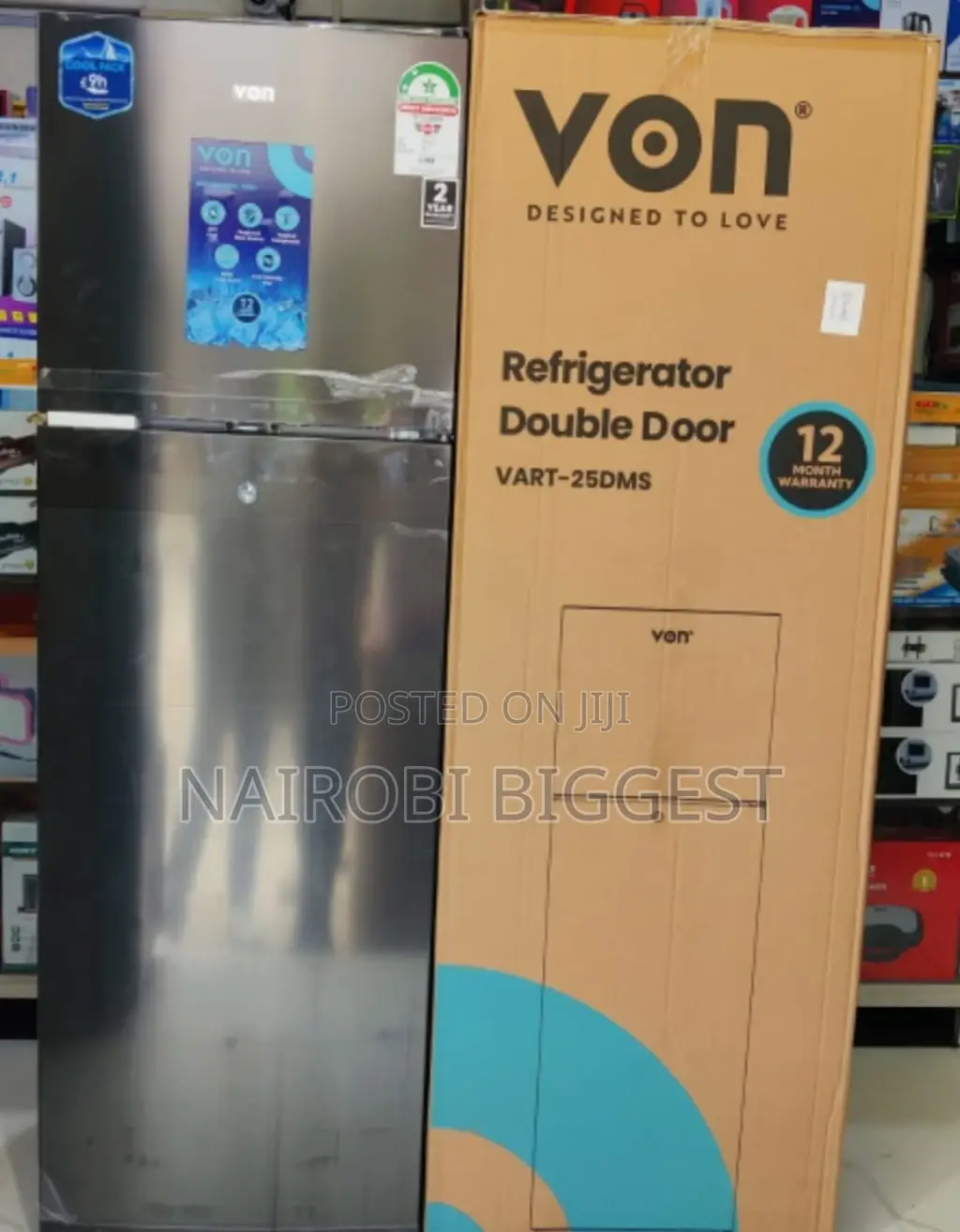 Von 168litres Double Door Fridge