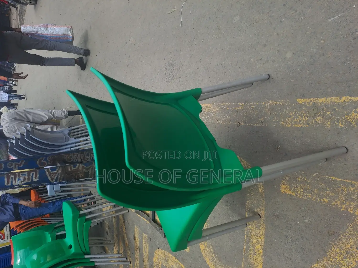 Safaricom Green Armless Plastic Chair With Metal Legs