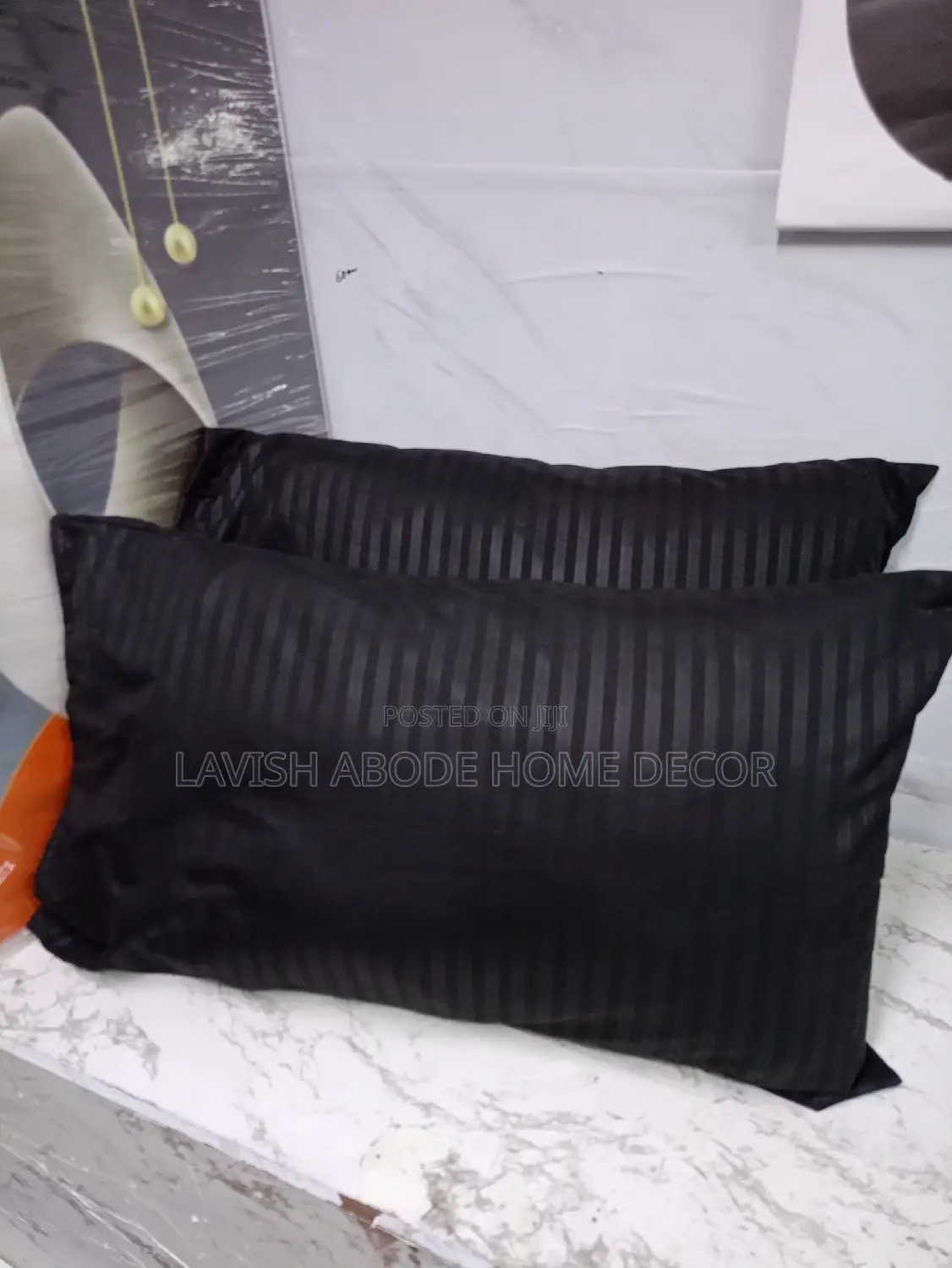(Black) Stripped Bed Pillow Cases/ Covers