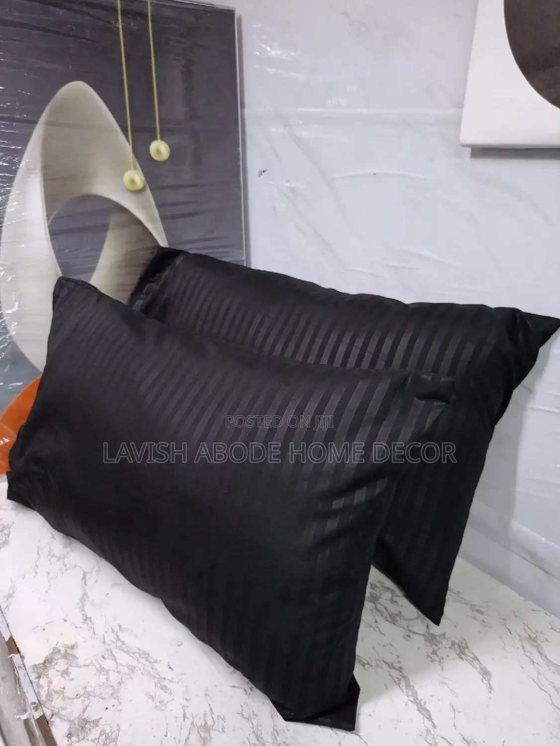 (Black) Stripped Bed Pillow Cases/ Covers