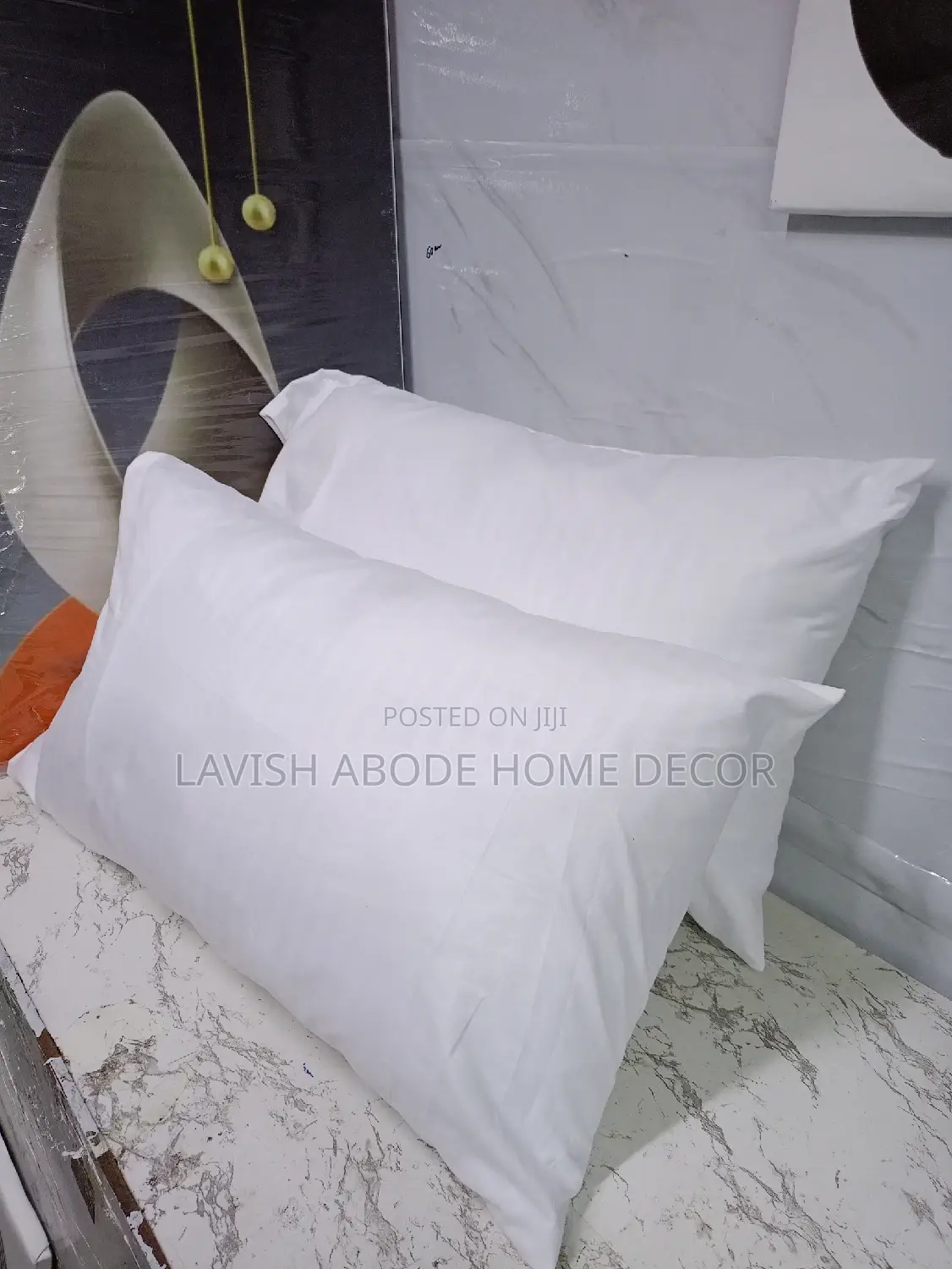 (White) Stripped Bed Pillow Cases/ Covers