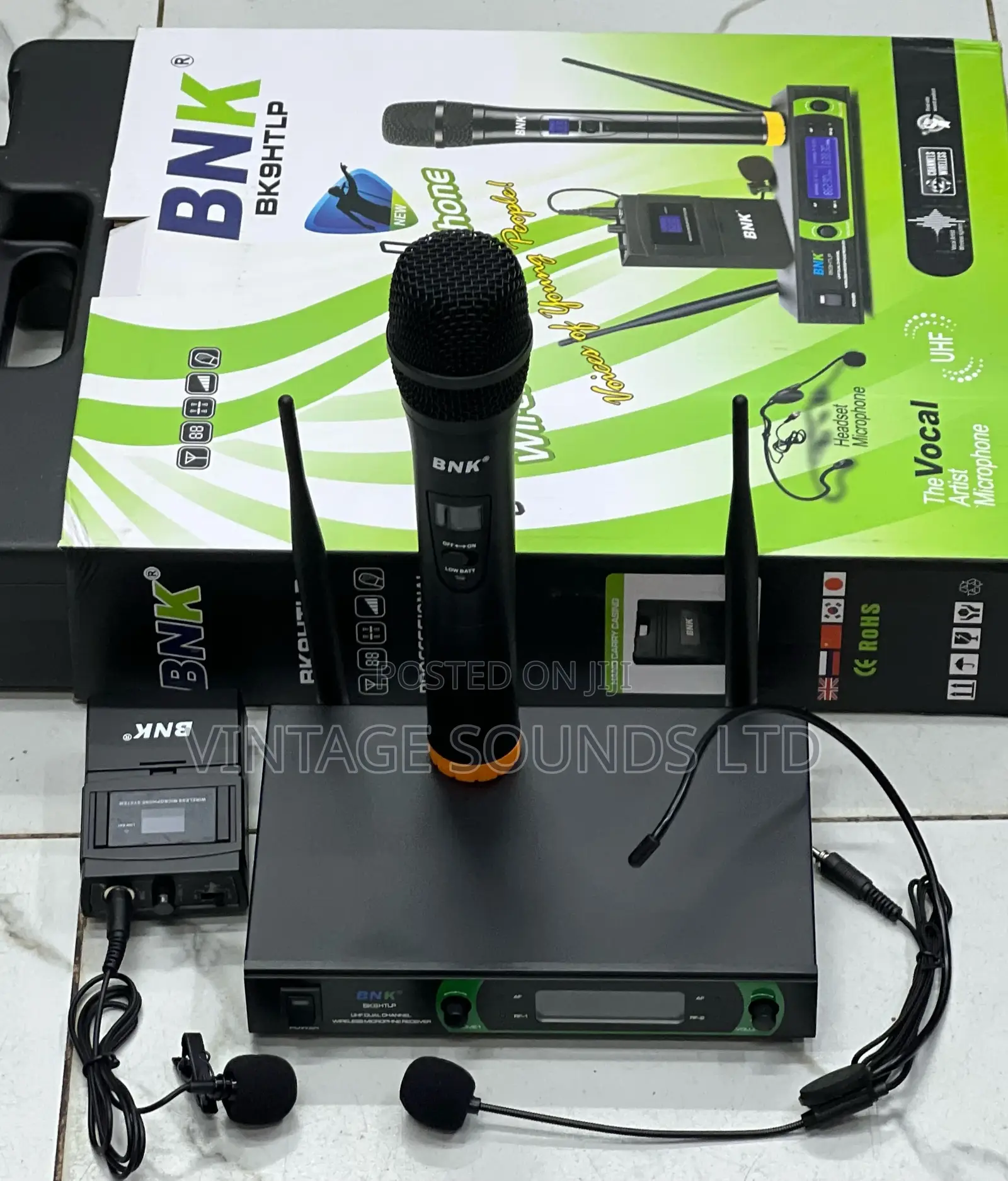 BNK Bk 9 HTLP Lapel 3 Wireless Microphone Set System