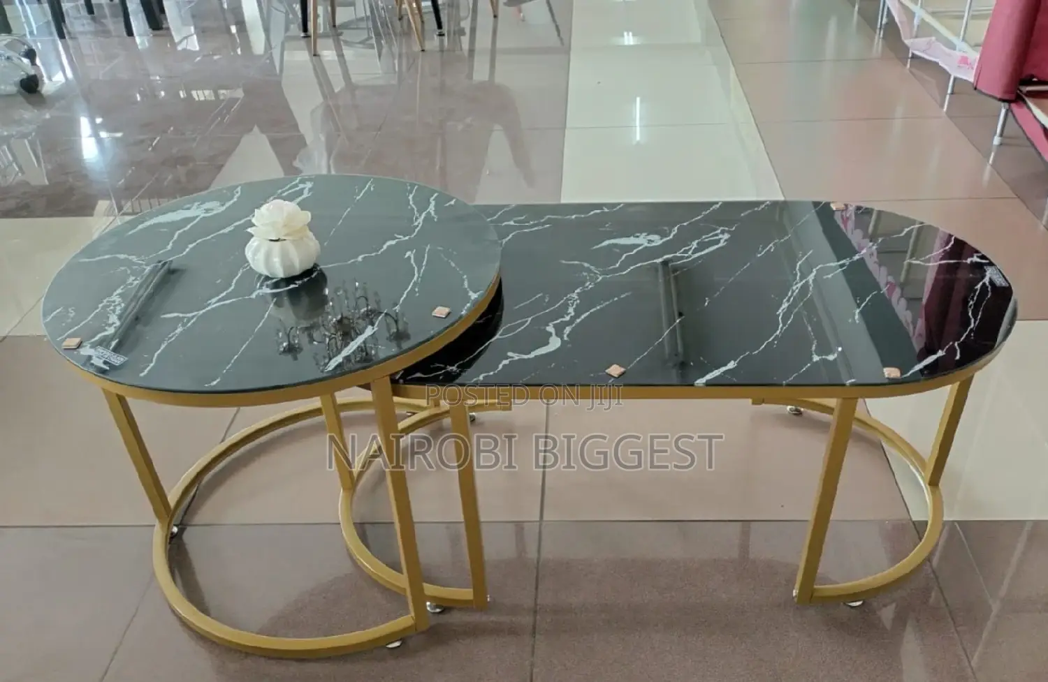 Glass Effect Marble Coffee Table