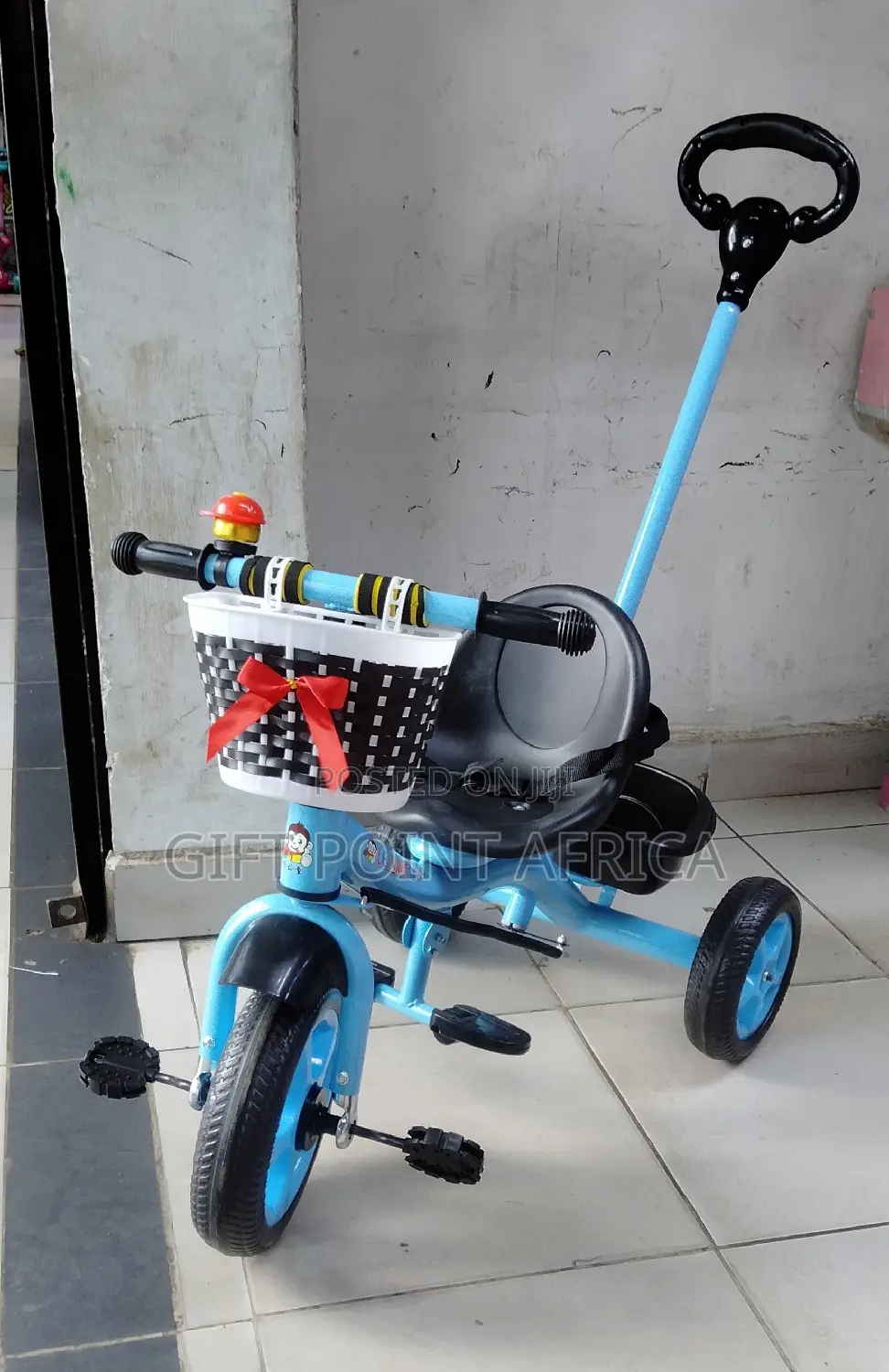 Blue Push Handle Kids Tricycle