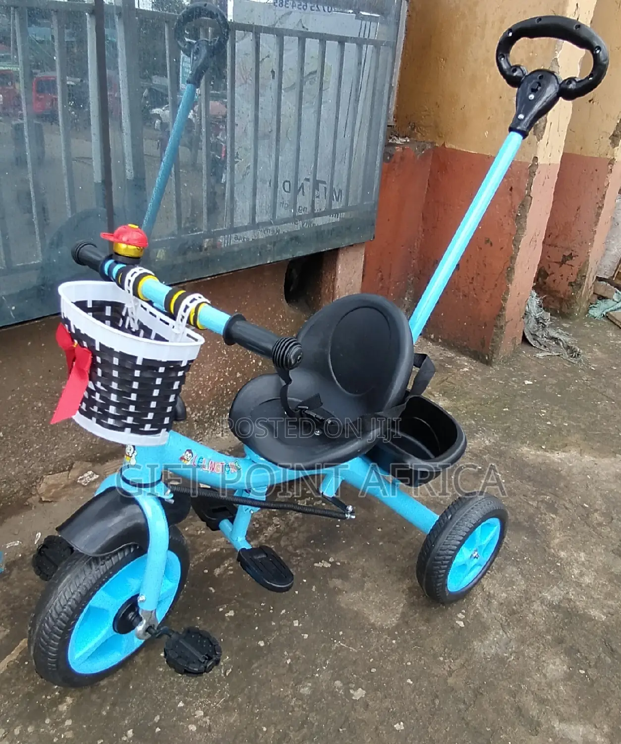Push Handle Kids Triacycle Blue in Color