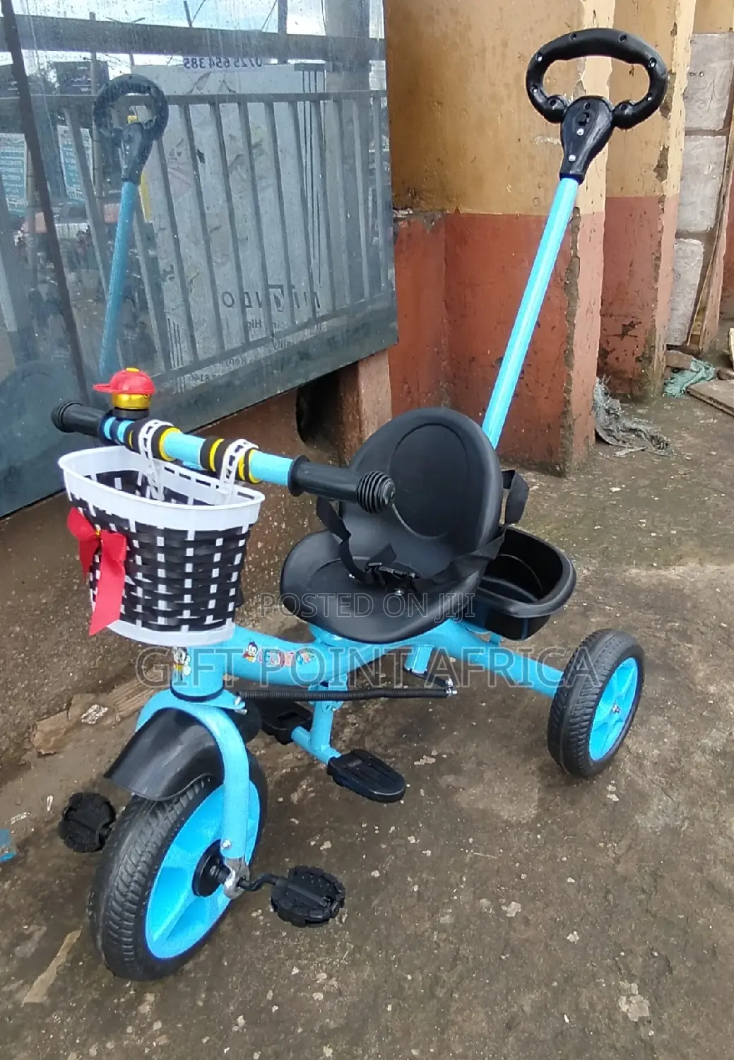Push Handle Kids Triacycle Blue in Color