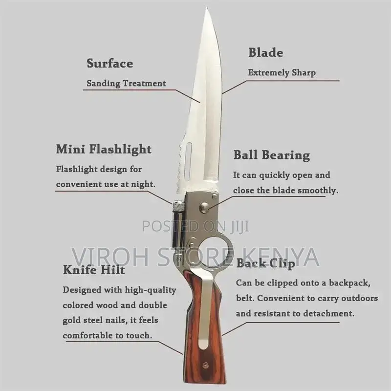 Foldable Tactical Pen Knife With LED Torch