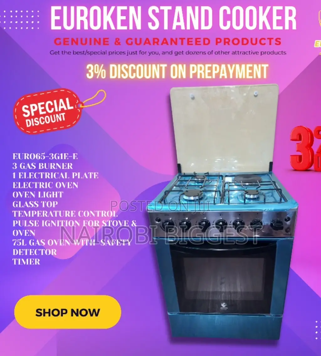 Euroken 3+1 60*65 Standing Cooker
