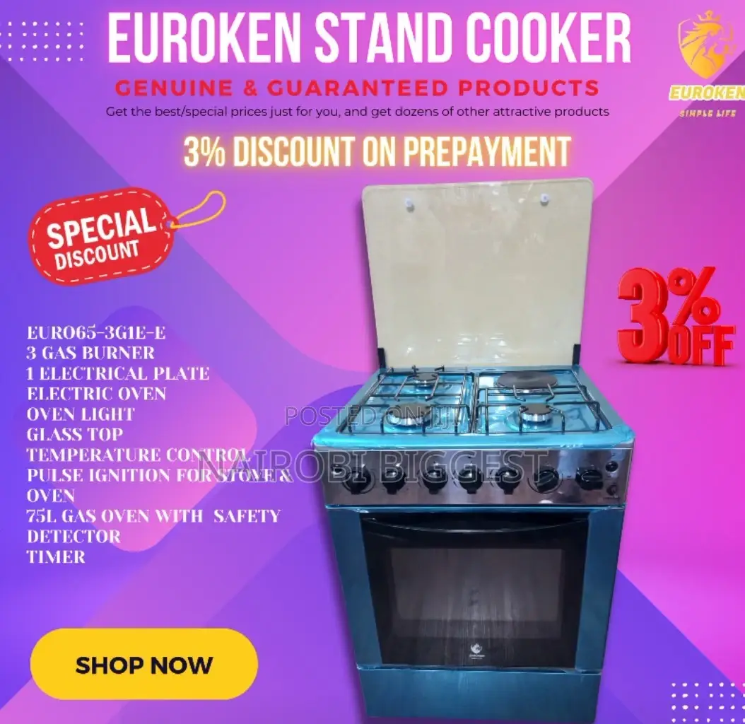 Euroken 3+1 60*65 Standing Cooker