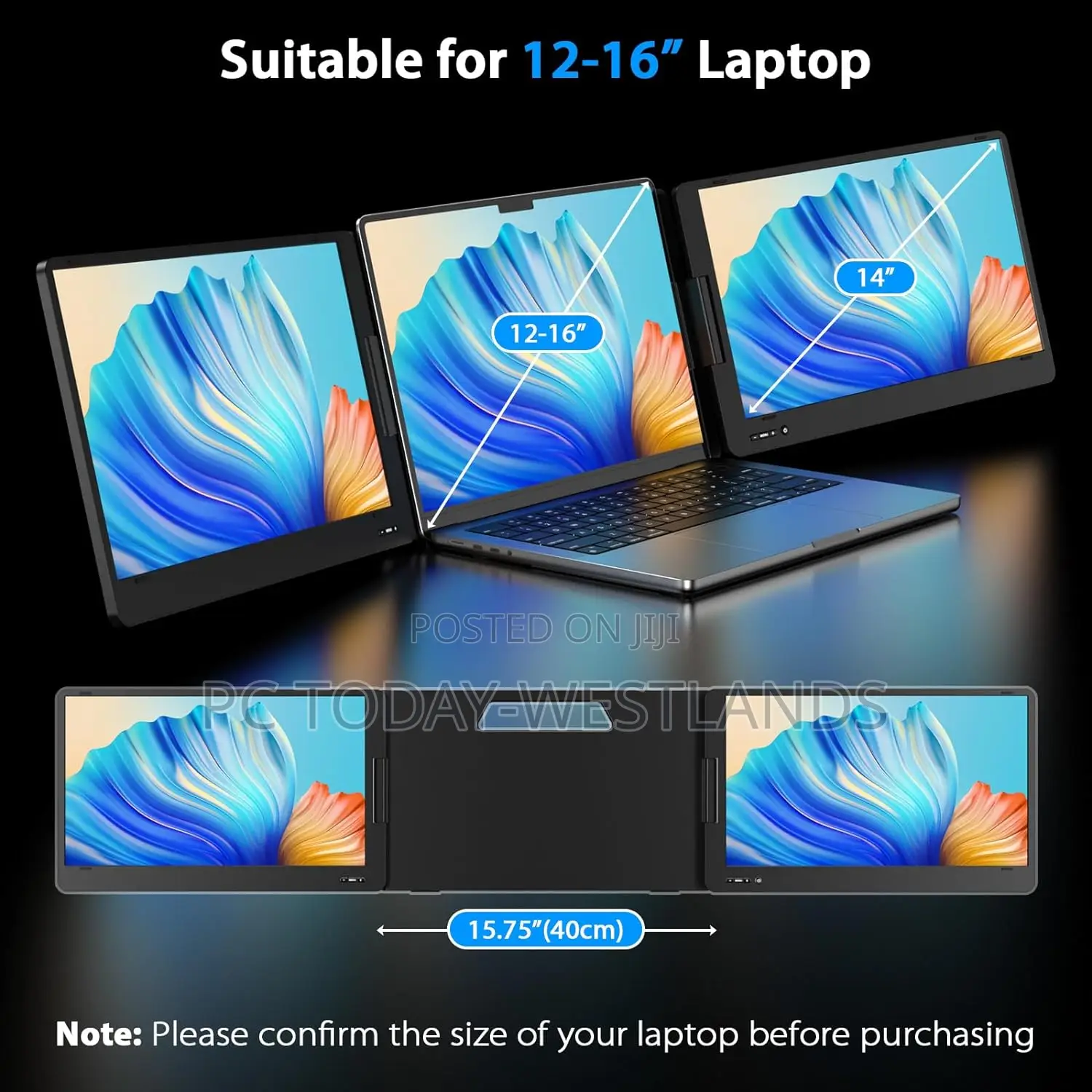 QQH Triple Portable Monitor, 14” FHD 1080P IPS Laptop Screen