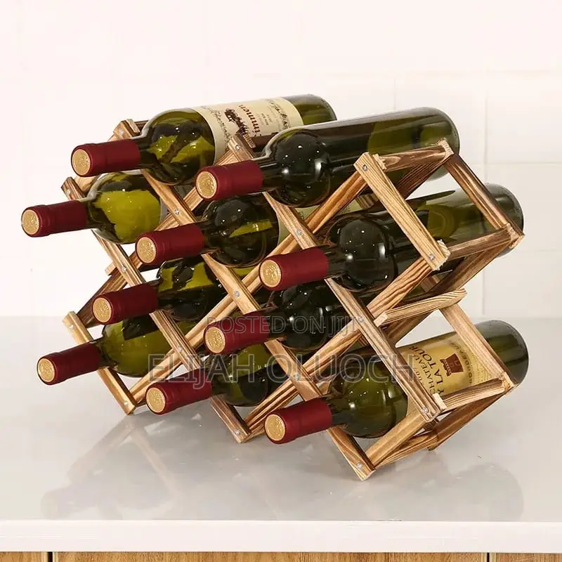 Foldable 10 Slot Wooden Wine Bottle Rack
