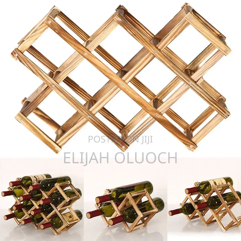 Foldable 10 Slot Wooden Wine Bottle Rack