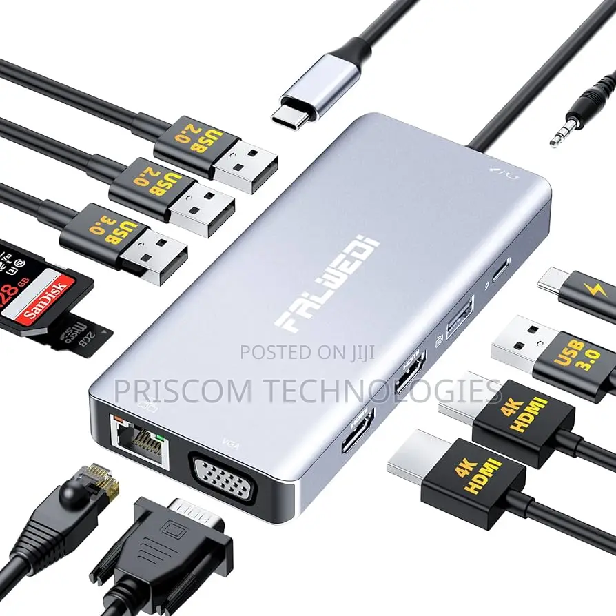 12 in 1 USB C Hub to Type C USB 3.0 USB 2.0 HDMI VGA TF S